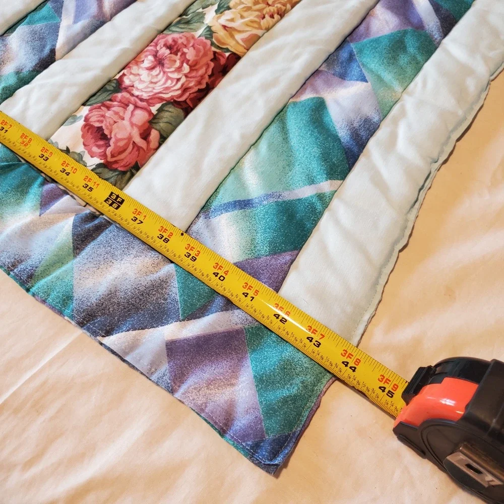 Project Linus Handmade Quilted Blanket Floral Geometric Teal Purple 45x55